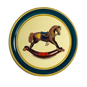 Vintage 1990 Parco Foods Rocking‎ Horse Tin Toy Theme Collectible Nursery Décor